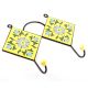 Yellow And Forest Green Ceramic Floral Tiles Hooks